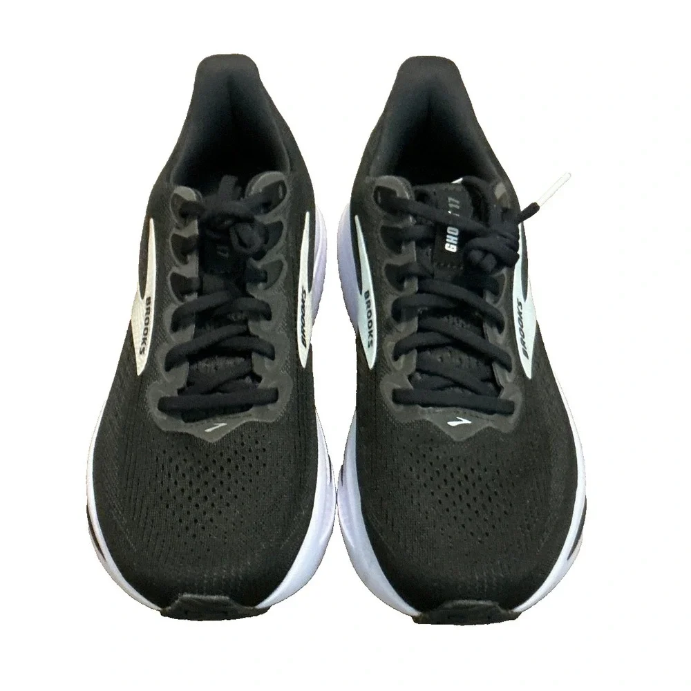 Brooks Ghost 17 Running Shoes Women 8 2E Black White Cream Road Walking Sneakers